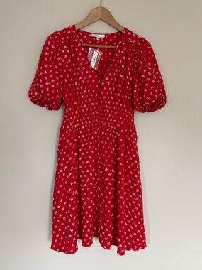 NWT Madewell Women’s Red Sophia Mini Dress in Bandana Flower Button Front Sz XS